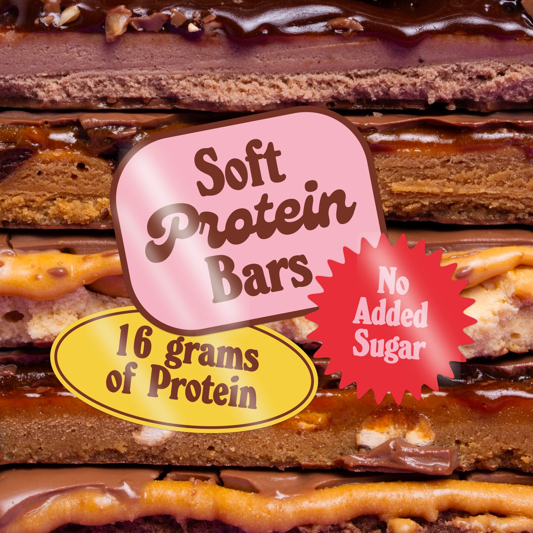 Protein bars arranged on a colorful background