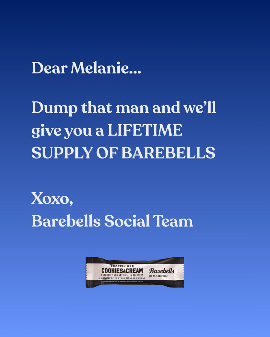 Sincerely, Barebells 💙 #teammelanie