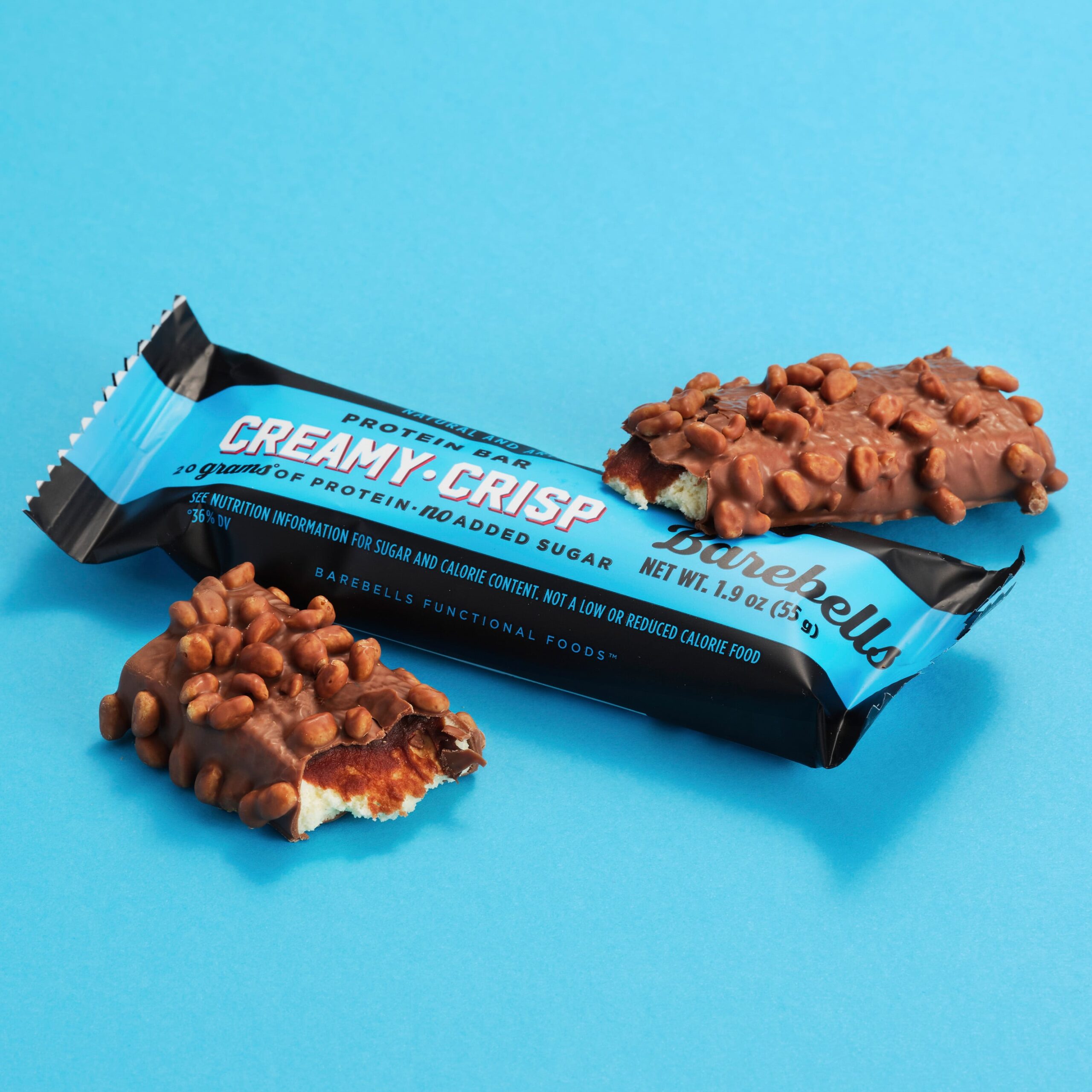 barbells creamy crisp protein bar lifestyle shot