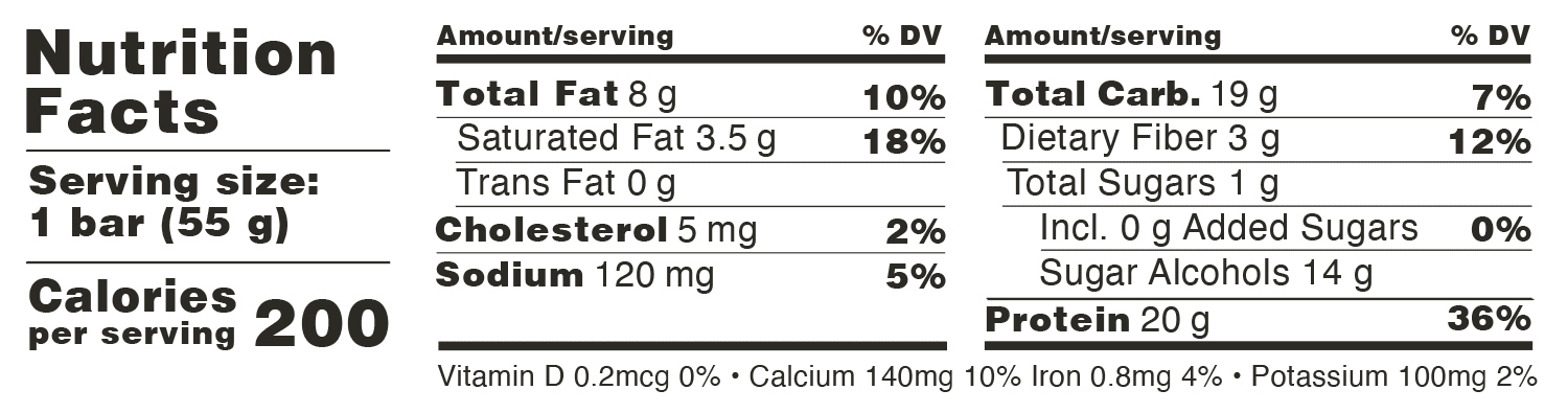 nutrition facts table barebells creamy crisp