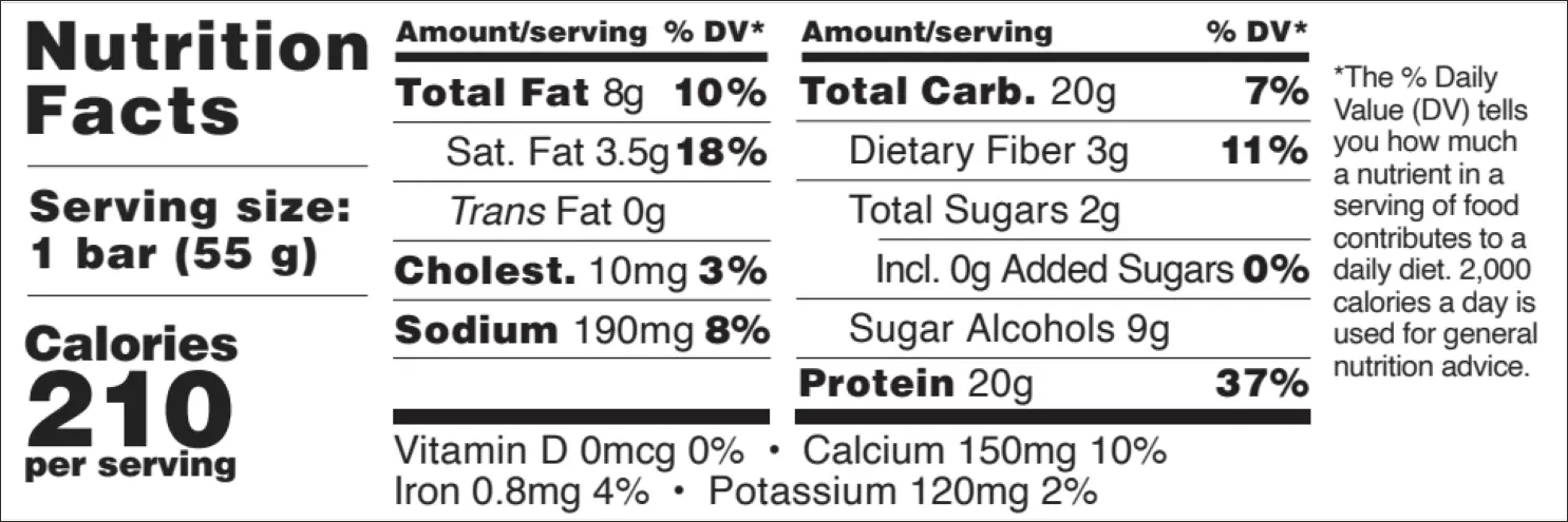 Barebells Peanut Butter Nutrition Facts